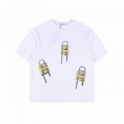 givenchy 纪梵希 24Ss 锁头印花短袖 采用50纸双股精梳棉配套32支索罗纳螺纹面料 3D数码直喷工艺 以白色双股面料做黑色直喷工艺后效果呈现外黑里白