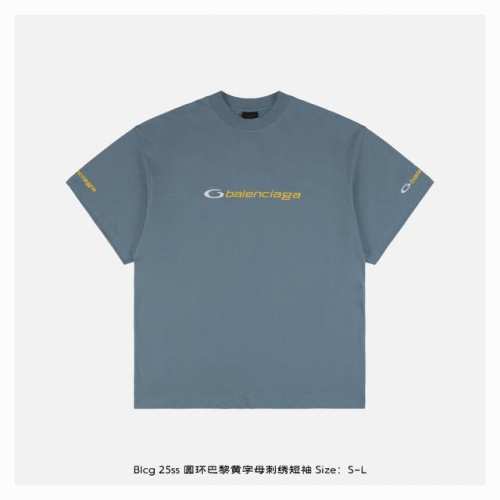 balenciaga 巴黎世家 25Ss 圆环巴黎黄字母刺绣短袖 -正确版型 版型偏长偏宽 面料采用24S双纱特种纺织紧密棉 G 罗纹32S双纱拉架 340G