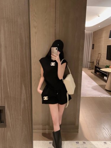 chaen*小香中古背心短裤套装 减龄高级一套Sml