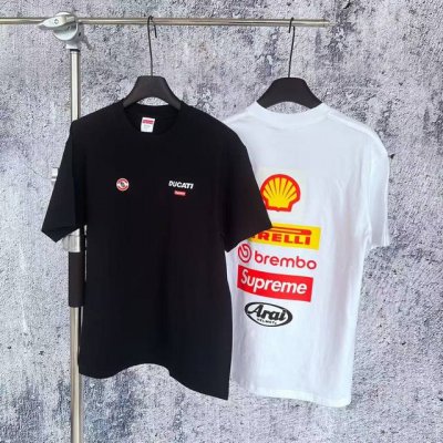 9025 挂拍 Supreme X Ducati杜卡迪 联名Ss25最新款Logos Tee机车摩托赛事联名背面多Logo合集印花美潮复古情侣短袖T恤 男女同款