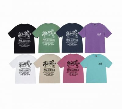 上新款号：S181 Stussy斯图西 Stussy 假日系列 pool Service英文图案舒适圆领短袖T恤 男女同款 原版打造 细节高控 -面料精选220