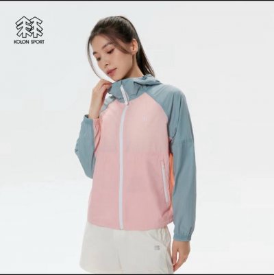 春夏新款女士风衣！Kolon Sport可隆女子Wind K防泼水运动撞色登山露营夹克外套上衣！可隆女连帽风衣薄款 可当防晒 夏新款Wind K撞色防风夹克防泼