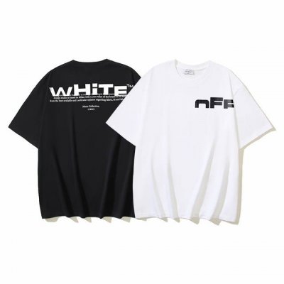 1140# Off-White纯棉260G重磅半Off字母印花短袖T恤 黑色 白色 S M L Xl