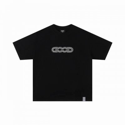 Goodbrand Ss24组合色亮片纯棉短袖T恤 320克纯棉双纱 前后烫钻 颜色：黑色 码数：S M L Xl