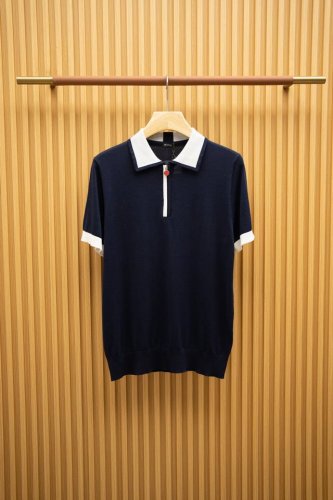 kt2540 Ss 新款翻领针织衫 顶级薄料海岛棉纱定织 完美配色设计 宝蓝色 Size M-Xxxxl