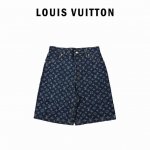 louis Vuitton 2025Ss 经典满印套装牛仔短裤 重工款提花牛仔短裤，深蓝色洗水牛仔面料，定制白珠刻字纽扣，全新设计辅料纽扣细节，直筒剪裁版型设计