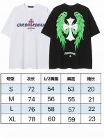 现货 2269 新款夏季克罗心字母荧光翅膀短袖男女T恤夏季加大码宽松 250克32支纯棉 颜色：黑色 白色 码数：S M L Xl