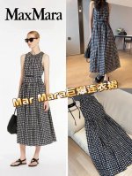 连衣裙 Mar Mara纯元格子印花棉质无袖连衣裙 夏季新款高腰设计几何图案显瘦连衣裙 配腰带 ，整件裙子采用来去缝工艺，做工精致，品质上乘～面料：棉布印花；图
