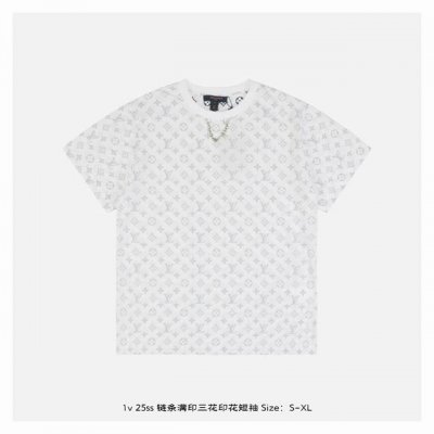LV 25Ss 链条满印三花印花短袖 原版5529购入开发 采用16支单面高品精疏棉面料 领口1*1索罗纳螺纹 面料酵洗工艺 布匹直喷 定制辅料 合身版型 si