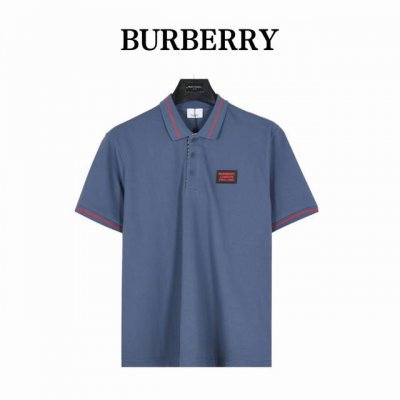 burberry 巴宝莉 胸口方标字母短袖Polo衫 衣领为双系统提花定织扁机制成，有弹性，不变形，衣服全部原生布捆边，前胸双层面筒，无明线，无散口，袖口，前胸