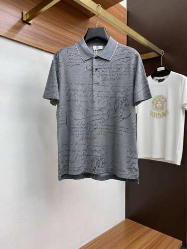 tai 布鲁提 2025新款男士珠地棉翻领短袖Polo衫 经典商务男装衬衫领 Polo 衫 棉质珠地面料呈现。轻盈柔软的面料经过成衣染色，营造出优雅纹理，六角珠
