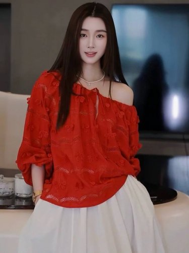 无敌爆款 法式气质高级感斜肩设计感上衣 重工艺亚麻定制面料 轻奢时尚洋气百搭 Smlxl