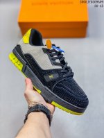 全新 Sneaker Lo 公司级路易威登板鞋 新款 Lv Tyler X Louis Vuitton Trainer 3.0 圆头系带 低帮 板鞋 男款 灰蓝