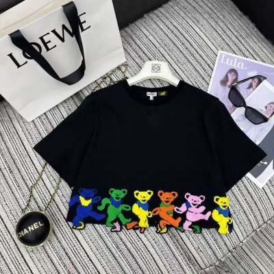 强烈推荐 25年早春夏系列 Loe*新款毛巾绣公仔设计短款短袖圆领T恤 两色Sml