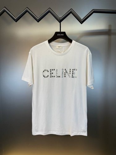 p180 对标专柜★过验版本★Celine 赛琳Ss25春夏新款铆钉字母短袖T恤 定制1:1 60支丝光双股米白以及 1*1索罗纳280克 手感柔软 舒适亲肤