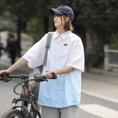 上新 Dickies 迪克斯夏季5色渐变冰丝情侣款宽松港仔短袖衬衣衬衫 简单大方显瘦遮肉 简约的穿衣 气质的展现 做工缝线平整,宽松显瘦舒适透气 容易洗涤快洗快