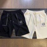 罗意威Loewe 2025夏季新款经典字母刺绣短裤休闲五分裤 口袋采用精密刺绣，采用大毛圈设计，松紧腰围，抽绳自带Logo设计，包边包条，定制抽绳Logo，三标
