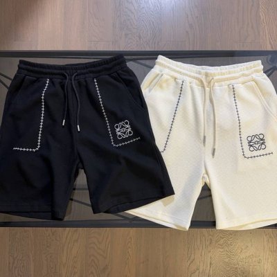 罗意威Loewe 2025夏季新款经典字母刺绣短裤休闲五分裤 口袋采用精密刺绣，采用大毛圈设计，松紧腰围，抽绳自带Logo设计，包边包条，定制抽绳Logo，三标