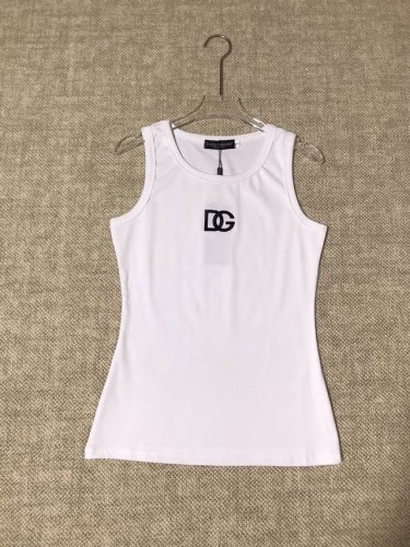 d&G新品时尚简约大气纯色刺绣字母徽章经典百搭修身显瘦无袖背心上衣Smlxl