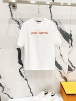 隔天到 Louisvuitton 路易威登 260克圆领短袖T恤 品牌字母排列橙色刺绣Logo工艺标识 官方同步 高版本 高品质 时尚个性 百搭潮流 纯原品质