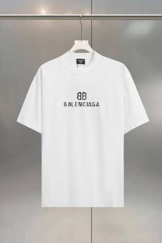BALENCIAGA 巴黎马赛克印花纯棉 圆领T恤 颜色: 黑色 白色 灰色 size尺码： XS S M L 编号:BT0680 F60白色