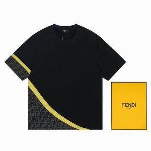 特价 Fendi芬迪拼接全身双F印花T袖采用定制定染高克重260G原版面料，1-1工艺制作，宽松Oversize版型，欧版大版型 男女同款，区别市场通货版本 S