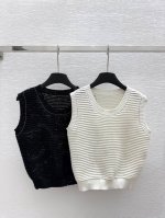 Bc家 早春新款 圆领珠片针织背心 颜色：白色 黑色 尺码：36.38.40
