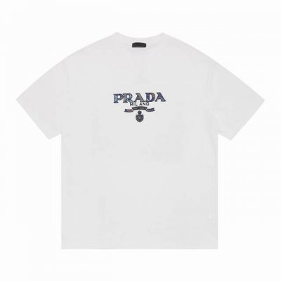 上新 高版本 prada普拉达字母硅胶批彩色绣花布工艺短袖 最高版本！定制面料 克100%双纱全棉！字母硅胶批彩色绣花布工艺设计！ 辅料：开模原版过鉴定领标10