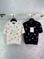 Chane* 2025春夏最新系列！中古系列 5号针织短袖！定制进口针织材质 舒适软糯 弹力十足 领口袖口下摆螺纹包边处理 增添造型层次感 通体彩色双C徽标图案