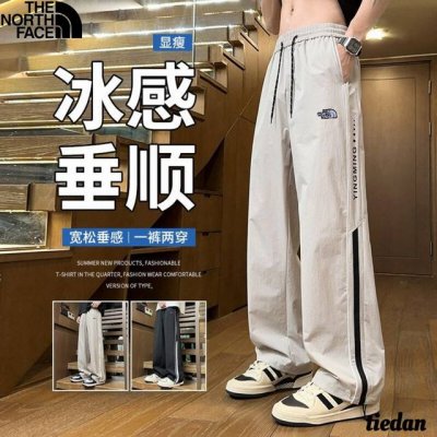 上新 北面The North Face夏季新款 男士松紧腰抽绳薄款透气冰感显瘦直筒裤 男士垂感休闲裤 长裤 颜色:黑色 巴黎灰 卡其 尺码:M*4Xl