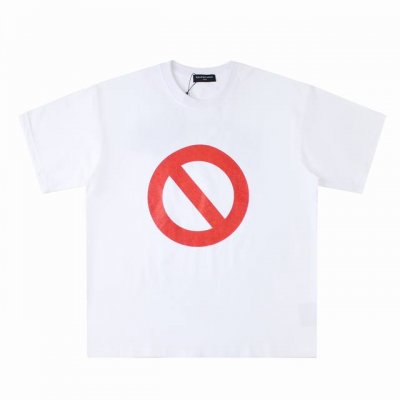 Balenciaga 巴黎世家24Ss禁止标志龟裂印花圆领短袖T恤 原版面料开发，官方专柜同款！ 螺纹定织定染无色差！采用通肩拉条工艺，百洗不变形！ 采用240
