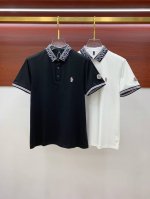 蒙口25Ss新款春夏短袖翻领T恤polo，最高版本客供定制高端朱地面料简单时尚款，螺纹拼色螺纹配色超级好看！经典Logo简单大方的款式！满满的高级感，四季可穿。