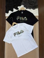 fila斐乐 卢梭同款绿叶印花休闲圆领短袖T恤 男女同款 -面料采用260G纯棉面料，达到透而不露的黄金平衡点，完美规避透视尴尬，成衣尺寸稳定，多次机洗仍能保持