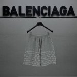 巴黎Balenciaga25夏款400G重磅洗水烧花短裤 开模激光烧花巴黎字母老花 成裤洗水不缩水 垂感挺括定制标语裤绳有型码数Smlxl