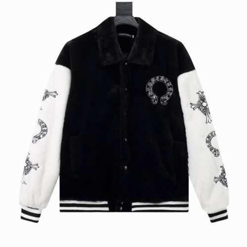 款号Y610 Chromehearts 克罗心 十字架刺绣字母皮袖拼接棒球服外套 渠道精品 潮男潮女Zui爱的棒球服夹克，市场各级版本都有 细节你们一定要对比