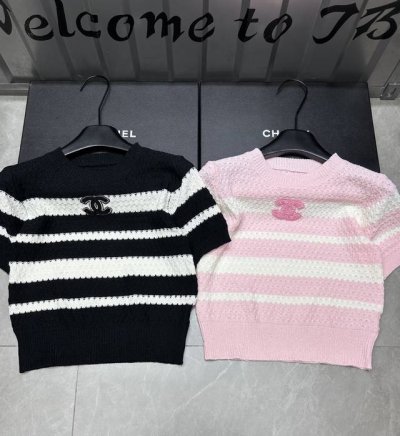 新品上线 款号:27617# #香香撞色条纹短袖实拍图