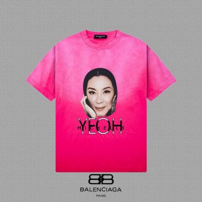Balenciaga 巴黎世家] 2025Fw短袖T恤 高端26S双纱300克面料 洗水喷马骝做旧磨破工艺 颜色 洗水黑 白色 玫红 尺码 S M L Xl 2