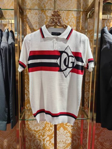 专柜同步 & 2025 Ss新款针织衫polo Dg Logo 面料采用进口机器14针完美制作 专柜一比一 红白搭配设计 上身精神 舒适透气 修身版型 颜色 白