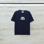 实拍图Ami paris 限定新款立体草编棉线刺绣字母短袖 T恤 手缝白标款 版型超好男女同款 1:1还原官网正确版本，高克重面料，同步细节走线，还原官网字母刺