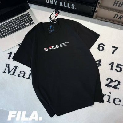 Fila斐乐胸前字母小标短袖 男女同款-面料：采用原版一比一面料。 -辅料：原版拆解开发，一比一定制的小标，领标，水洗，吊牌，五金等等。 -工艺：原版分解，从裁