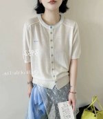 夏季新款韩版天丝上衣 可配货 字母刺绣宽松针织天丝打底开衫上衣短袖