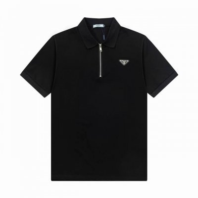 120 普拉达 Prada 2025∽新款高品质翻领Polo衫，高瑞精品Logo扣子，做工精致，官网同步，时尚百搭 颜色：白色 黑色 码数：M-3Xl