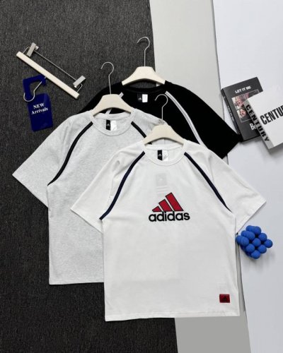 实拍细节图 阿迪达斯Adidas 三叶草美式复古短袖男女同款拼接设计索罗娜街头情侣半袖 颜色 : 黑色 白色 浅灰色 尺码 S Xxl 衣长 袖长 胸围 袖口