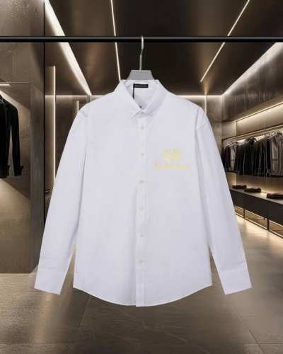 190 Balenciaga 巴黎 爆款来袭 艺术气息~双B字母阳光照射变色Logo印花长袖宽松版型衬衫 2025Ss官网新款长袖 衬衫 衬衣，精美手绘Logo