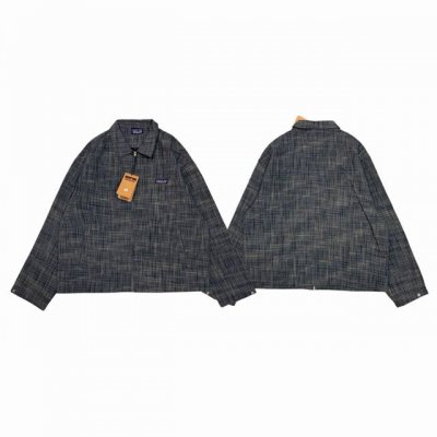 patagonia 巴塔哥尼亚 春款微皱格纹翻领夹克轻薄防晒情侣外套-原单版本 Color：灰蓝色 Size：M L Xl Number： 140 独家采用色织