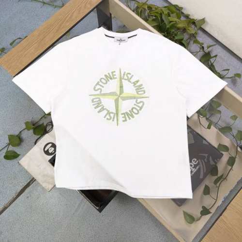 上新 款号：Bm4403 高版本 2025新款Stone Island石头岛胸前刺绣罗盘指南针字母图案Logo绣花休闲情侣宽松短袖T恤，经典永远不会过时、人手必