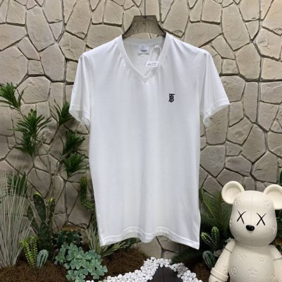 panda版本 供货 #代购级 巴宝莉 Burberry博柏利 纯色Logo字母刺绣V领短袖 常规T恤 男女同款 白色 秒杀市面上一切版本 只能说根本就不是一个
