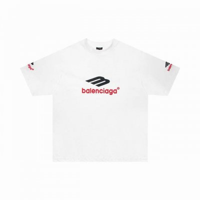 巴黎世家 Balenciaga 3M标Logo字母刺绣运动短袖T恤 男女款 三标、面料对版 顶级版本 面料: 260重磅纯棉，随意对比 采用特定重磅32S精棉平