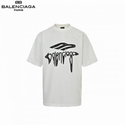 balenciaga 巴黎世家 25Ss Logo溶解磨破短袖 颜色 黑色 白色 size:Xs-L