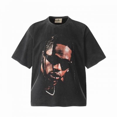 Vt951 Travis Scott斯科特Big Face人像限定浮夸搞怪印花复古水洗做旧短袖T恤 小领口设计 白墨数码直喷印花 高街复古重磅做旧水洗Vinta
